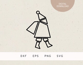 Archivo de trazador | Papá Noel | minimalista | SVG | DXF | PNG | Ai | Eps | invierno | Navidad | Adviento | Regalos | Papá Noel | Navidad
