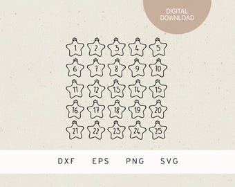 Plotter files | Advent calendar numbers | stars | SVG | DXF | PNG | Eps | christmas calendar | Winter | Advent | Christ Child | Santa Claus