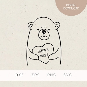 Plotterbestand | Beer met hart | favoriete persoon | SVG | DXF | PNG | Eps | Vrienden | Familie | Liefde | Bedankt | zeggen | hart | affectie