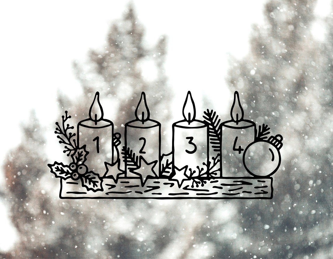 Plotter File | Advent Candles | SVG | DXF | PNG | Eps | Fir Tree ...