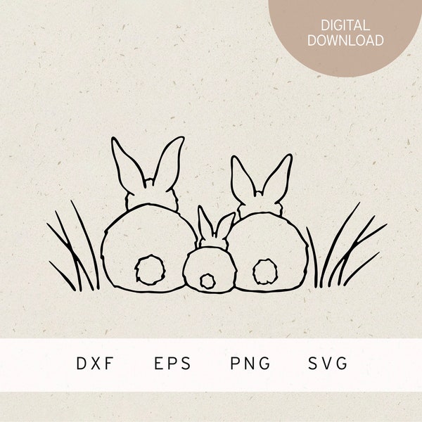 Fichier traceur | Famille de lapins | SVG | DXF | PNG | EPS | Printemps | Lapin de Pâques | Réveil du printemps | Pâques | lapin | Printemps | temps de Pâques