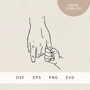 Archivo de trazador | La mano del bebé y la mano de los padres | SVG | DXF | PNG | Eps | Embarazo | Bebé | Familia | Amor | nacimiento | Mamá Papá Niño | Padres