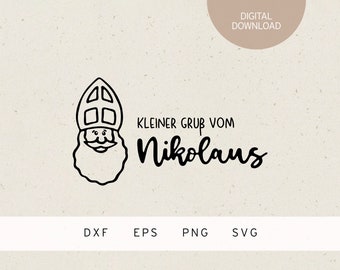plotter file | kleiner Gruß vom Nikolaus | SVG | DXF | PNG | Eps | german | snow | winter love | christmas | advent gift | santa