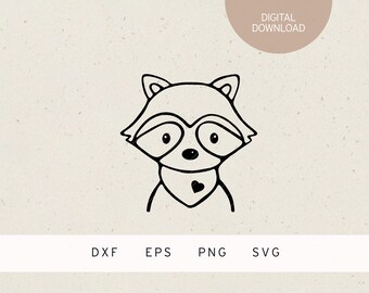 arquivo plotter | guaxinim com cachecol | SVG | DXF | PNG | EPS | Animais | animal selvagem | amor pelos animais | Bebê | criança | Jardim de infância | aniversário | creche
