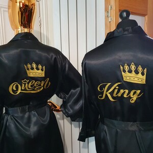 Personalized Satin Couples Robe: King & Queen Spa Loungewear