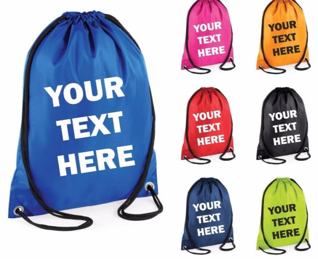 Kids Personalised Drawstring Bag Back to School Name Bag Own Name PE