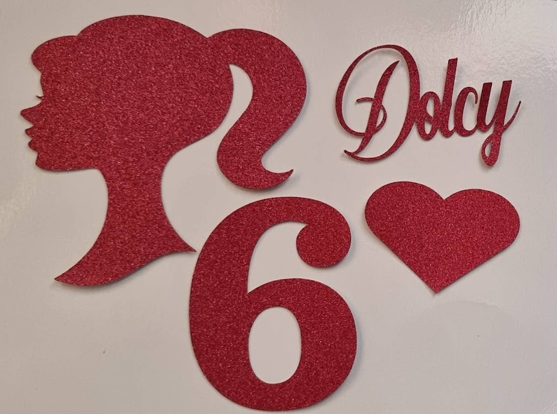 Barbie Inspired Cake Topper: Name, Number, Heart, Doll Head - Etsy