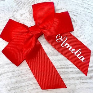 Personalised Hair Bow with Clips Girls Grosgrain Ribbon Hair Clip Personalised Hairgrips Headwear Hair Accessories Customised Name Hair Bow