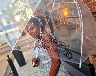 Wedding Umbrella Bride & Groom Umbrella Mr Mrs Umbrella Personalised Umbrella Clear Dome Umbrella Custom Dome Umbrella Couples gift parasol