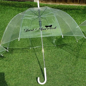 Just Married Wedding Umbrella Bride & Groom Umbrella Personalised Clear Umbrella, Bubble Umbrella Custom Dome Umbrella Couples Gift Parasol image 8