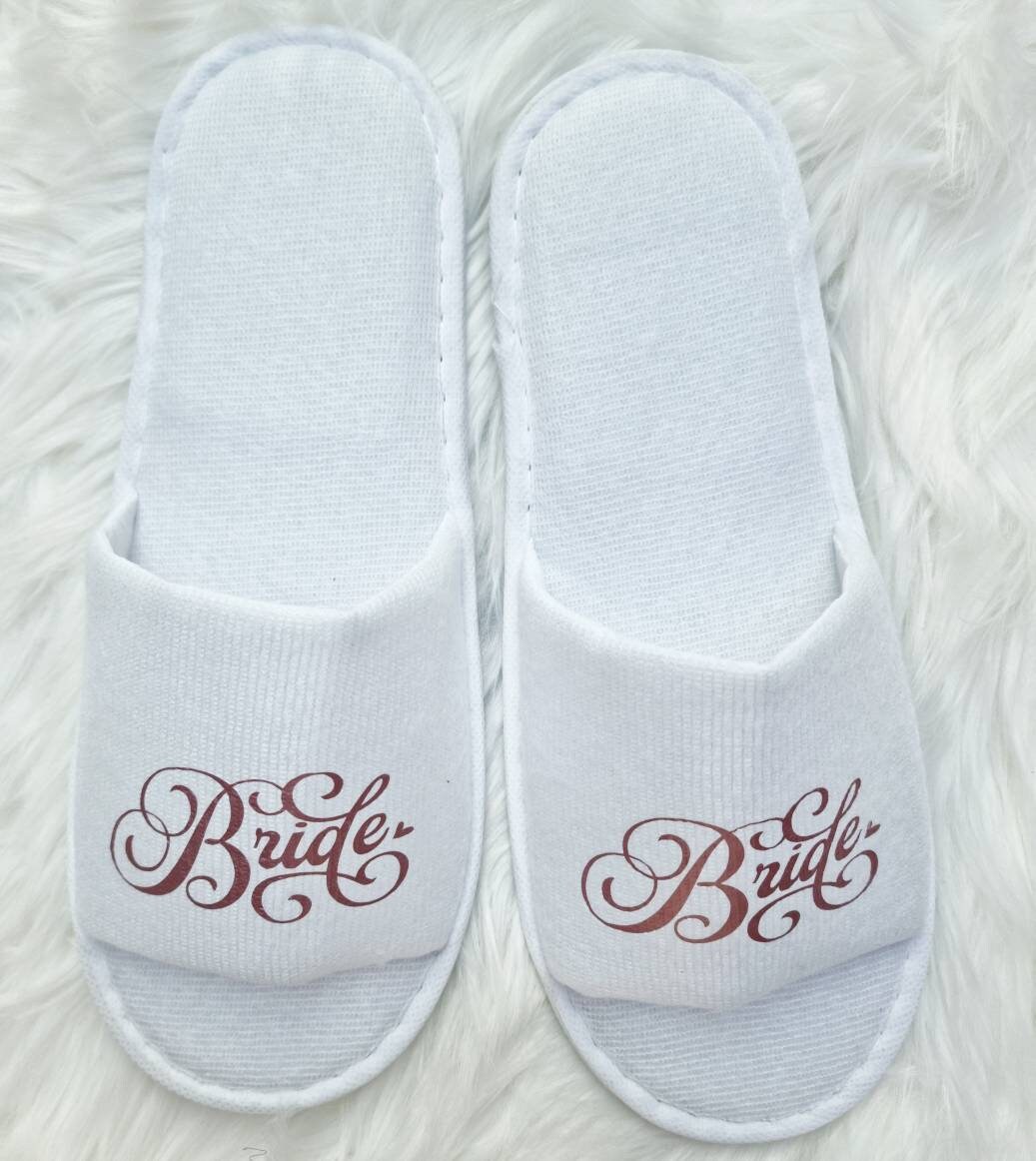 Tabpole Lot De 10 Paires De Chaussons De Spa Chausson Bride Pour Mariée équipe Hôtel Fête De Mariage Spa Pantoufles Uniques Chaussons Hotel Unisexes Pour Adulte Doré Taille Unique