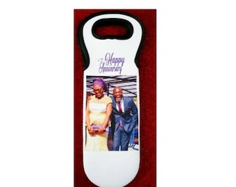 Personalized Neoprene Wine Bottle Cooler: Photo Gift Bag