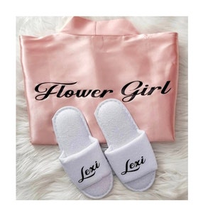 Personalized Flower Girl Satin Robe: Custom Kids Bridesmaid Kimono
