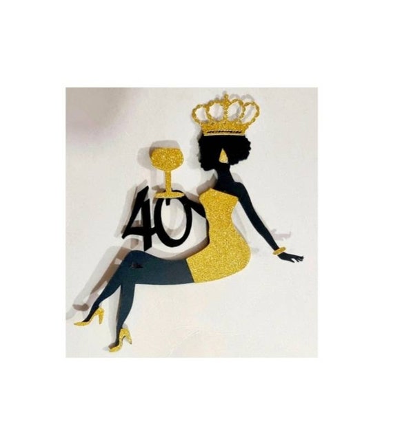 Glitter Lady Silhouette Cake Topper: Personalized Birthday Party Decor -  Etsy
