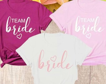 Personalized Bride & Team Bride T-Shirts: Bachelorette Party Matching Shirts