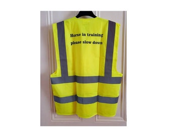 Horse in training hi viz vis vest safety waistcoat visibility Printed Safety Horse Trainer Hi vis Vest Hi vis Reflective Vest Coat overall