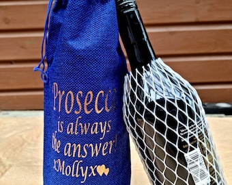Personalized Jute Wine Bottle Gift Bag: Birthday, Christmas, Mother's Day