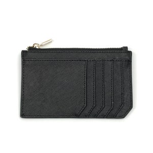 Soporte de tarjeta de cuero / Cartera de mujer / Soporte de tarjeta de cuero negro