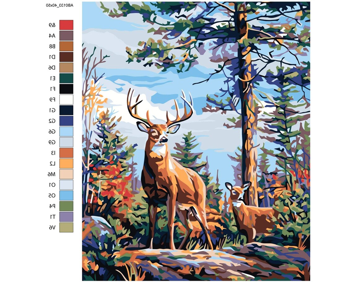 Deer HandMade DIY Wild Animal Painting by Numbers Set for Etsy