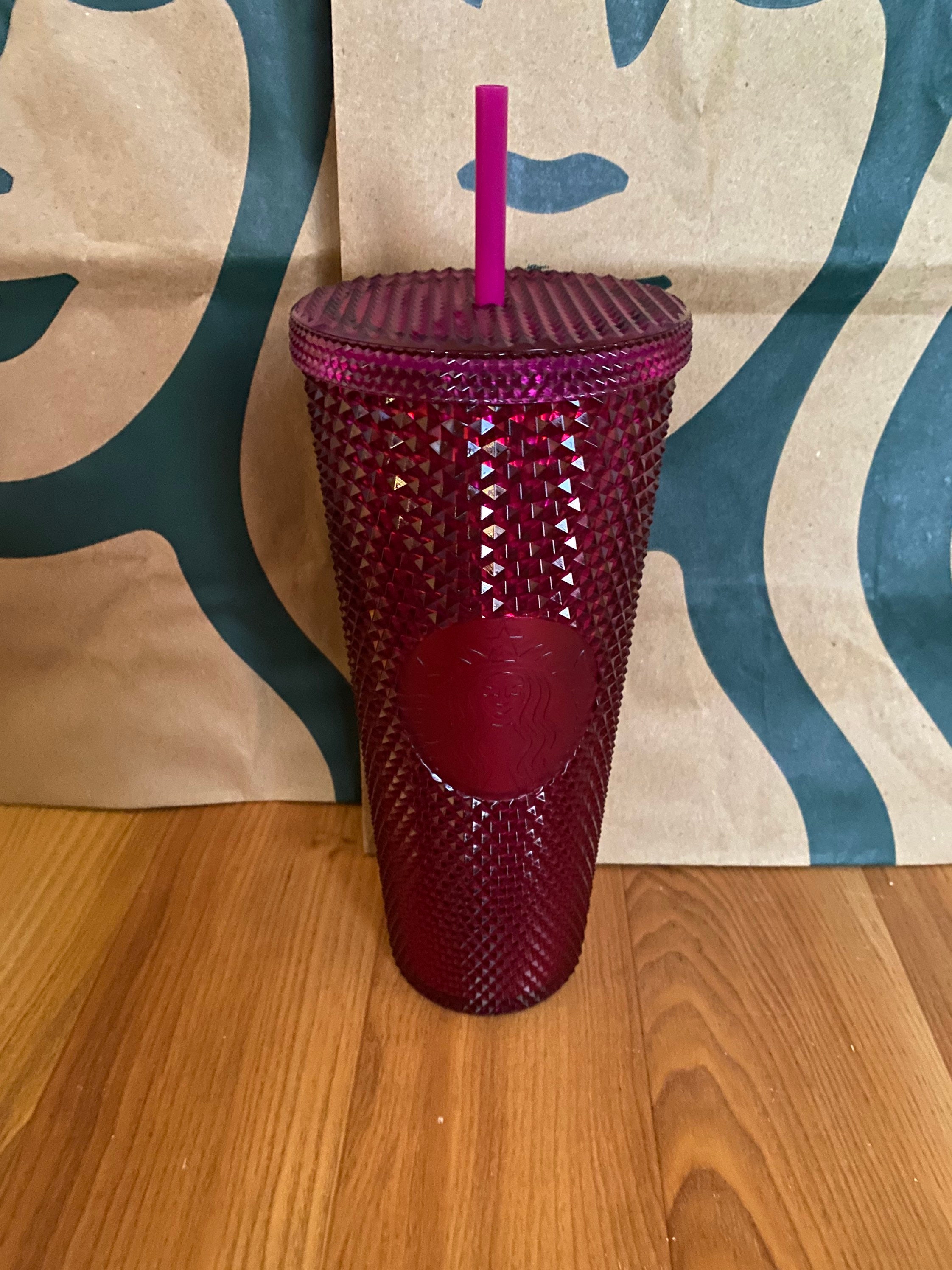 Starbucks Tumbler Color Rose Matte Diamond Encrusted 24oz Straw Cold Cup  Gift
