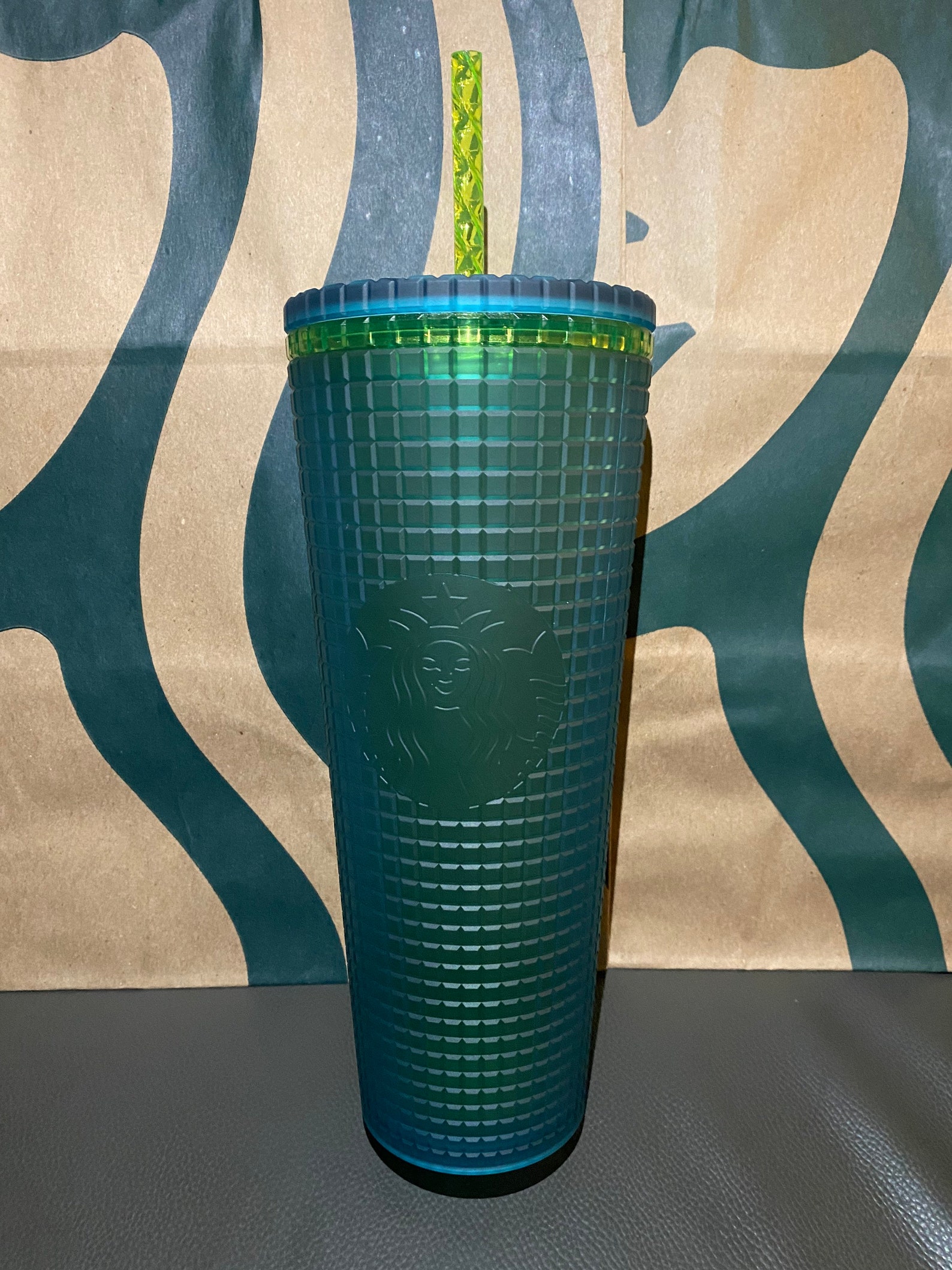 Starbucks Tumbler Tinted Teal Grid Venti 24oz Etsy