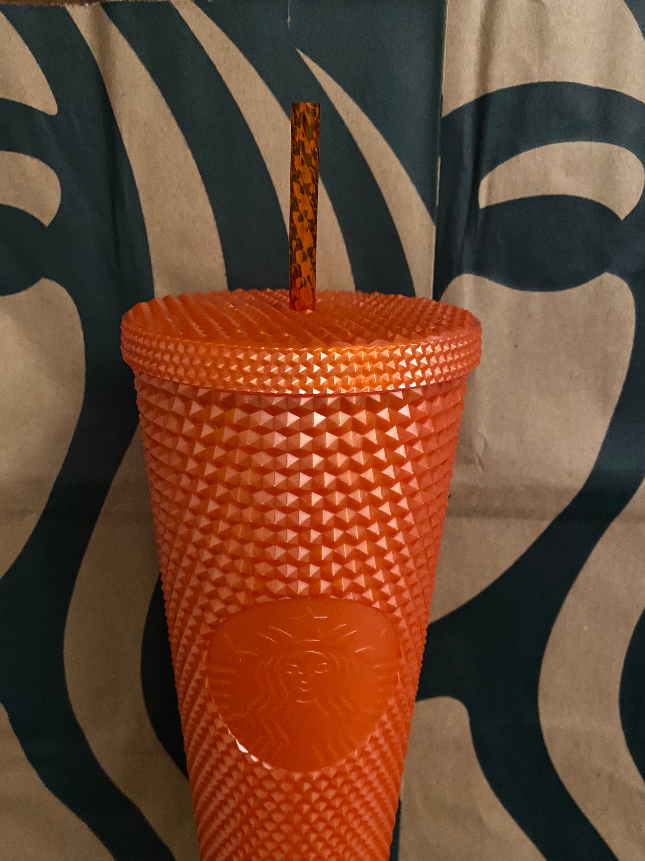 Starbucks Fall 2022 Glossy Pearlized Orange Studded Tumbler Cold Cup