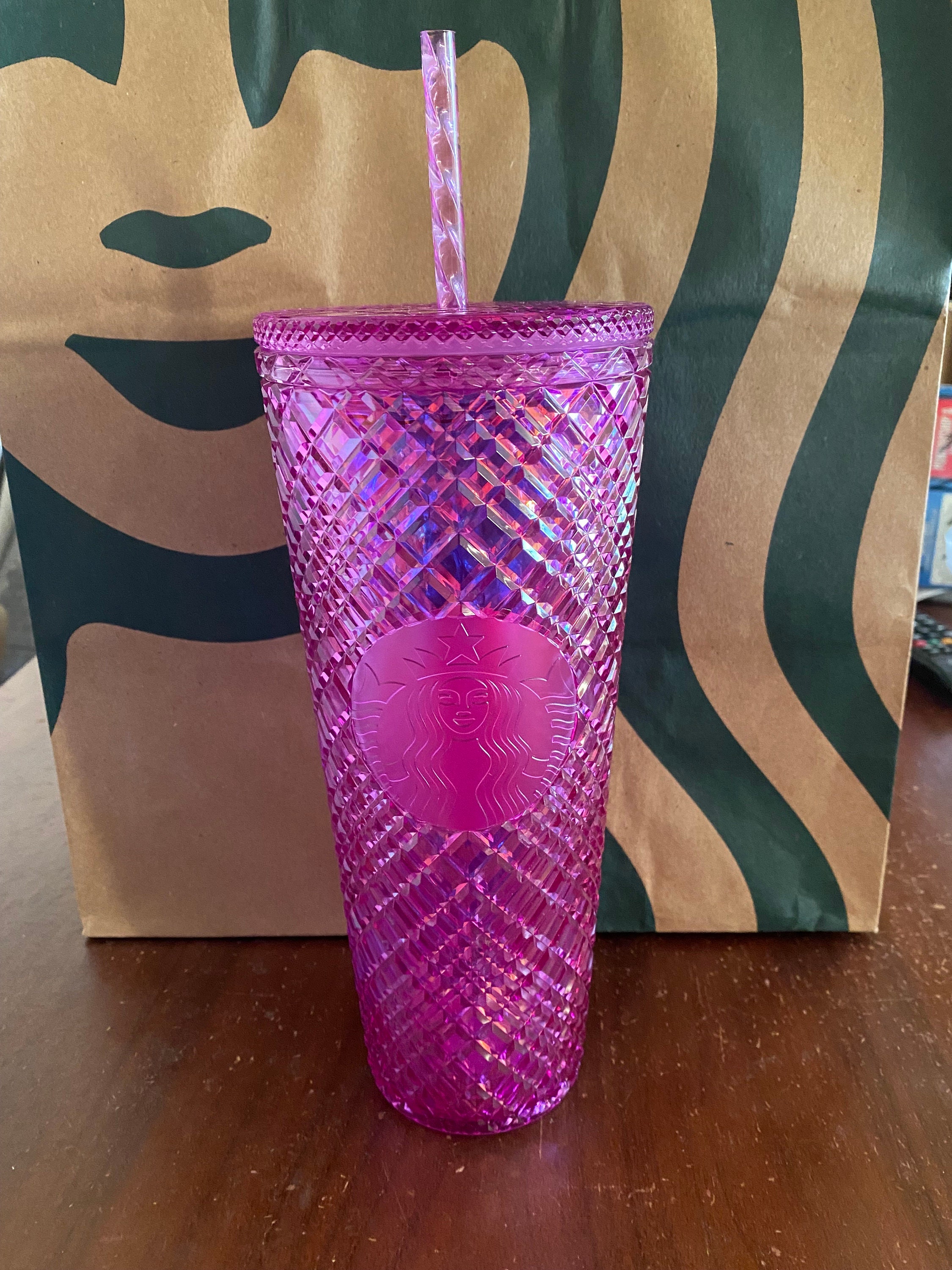 Starbucks Purple Matte Diamond Studded Tumbler Cold Drinks Straw