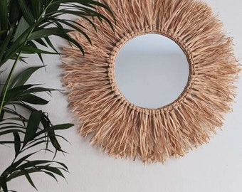 Boho Raffia Wall Mirror