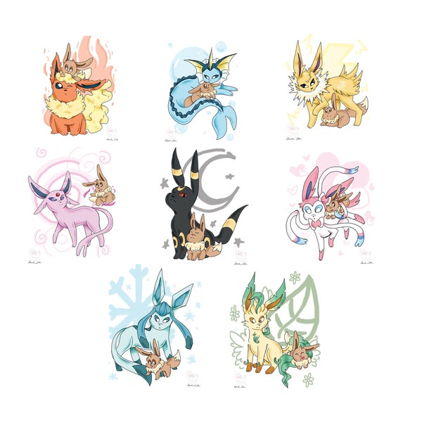 Eevee Evolutions Prints || Small Prints- 8 1/2 x 5 1/4|| Big Prints- 8x11||