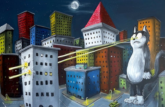 Giant cat destroys deals city