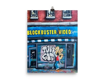 Blockbuster Video Store (Print). Movie rental store. 80s retro art.