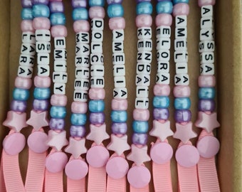 Personalised Beaded Name Keychain Keyring Unicorn Theme Party Favour