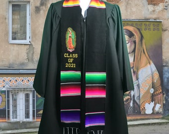 Graduation ceinture mexicaine volé classe de 2021 Lettres d’or noir Virgen de Guapalupe mexicain cadeau de graduation ceinture américaine FIRST GENERATION