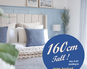 160cm Bedroom Wall Panelling Kit: Easy-Fit MDF Batten & Rail