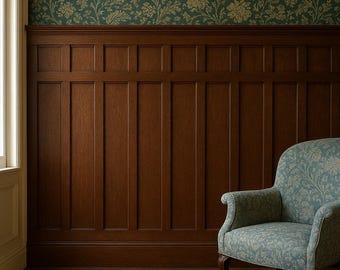 Tall Arts and Crafts hardwood solid wall period panelling with wax finish | antique look