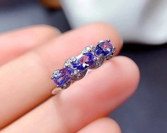 Tanzanite Ring, Sterling Sliver Ring, Engagement Ring, Blue Stone Ring, Birthstone Ring, Statement Ring, Multi Stone Ring, Gemstone Ring,