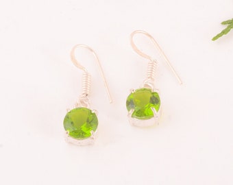 Peridot Quarz Ohrringe, 925 Sterling Silber Ohrringe, Peridot Tropfen Ohrringe, Edelstein Ohrringe, August Geburtstagsgeschenk, Geschenk für Frauen, Ohrringe