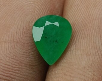 Natural Emerald Pear Cut Loose Stone, Emerald Pear Loose Stone For Ring, Emerald Pear Cut, 1.46 Crt  Emerald Pear, Green Emerald Pear Cut.