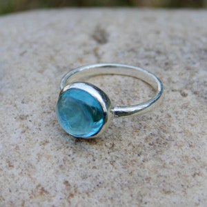 Blauquarz Ring,Blautopas Ring,Sterling Silber Ring,Quarz Edelstein Ring, blauer Edelstein Ring, Verlobungsring, handgefertigter Ring