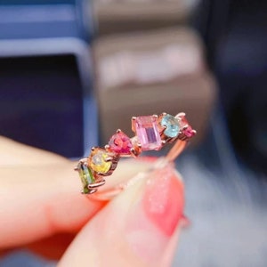 Natural Tourmaline Ring, 925 Sterling Silver, Engagement Ring, Tourmaline Ring, Wedding Ring, Tourmaline Silver Ring, Gift for Women, Rings