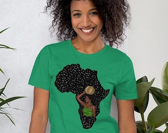 Africa Map t shirt, Afro African Woman, Mama Africa Unisex t-shirt