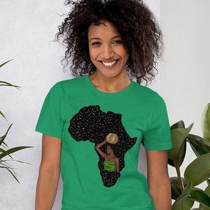 T-shirt carte de l'Afrique, femme afro-africaine, t-shirt unisexe Mama Africa