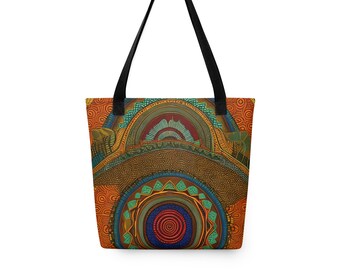 Pattern Print Ethnic Leather Tote Bag