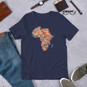 Carte de l'Afrique, t-shirt unisexe motif africain coloré
