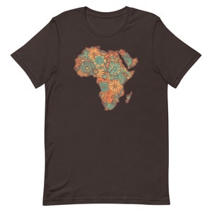 Carte de l'Afrique, t-shirt unisexe motif floral africain