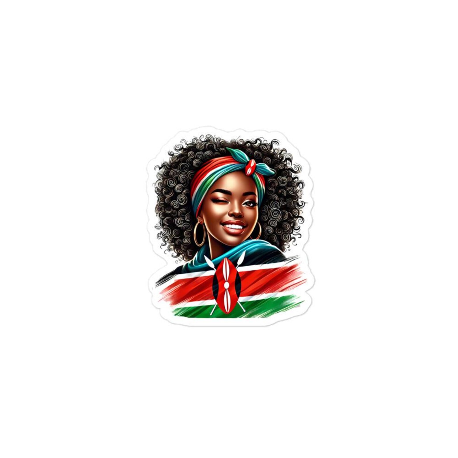 Kenyan Sticker, Afro Kenyan Woman, Kenya Flag Bubble-free Stickers - Etsy