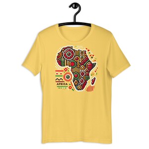 Afrika Karte T-Shirt, Afrikanisches Buntes Muster, Unisex T-Shirt