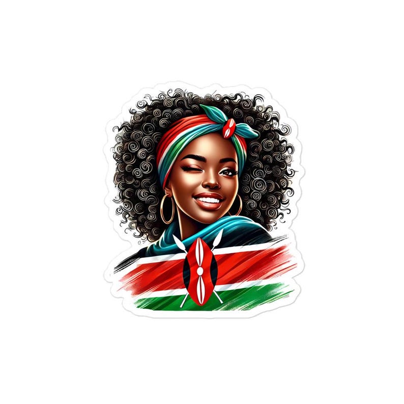 Kenyan Sticker, Afro Kenyan Woman, Kenya Flag Bubble-free Stickers - Etsy