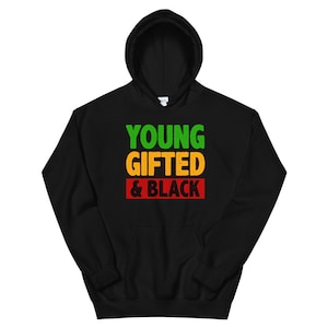 African Hoodie, Young Gifted Black, Rasta Colors, Unisex Hoodie