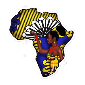 Afrika kaartsticker, Afrikaanse vrouw, zwarte geschiedenis bubbelvrije stickers
